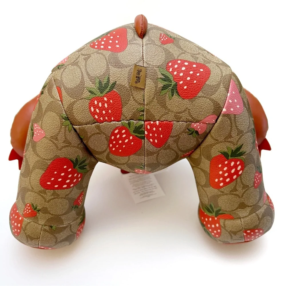 Coach Collectible Teddy Bear Logo Signature Canvas Wild Strawberry Print 16” NEW - Picture 6 of 13